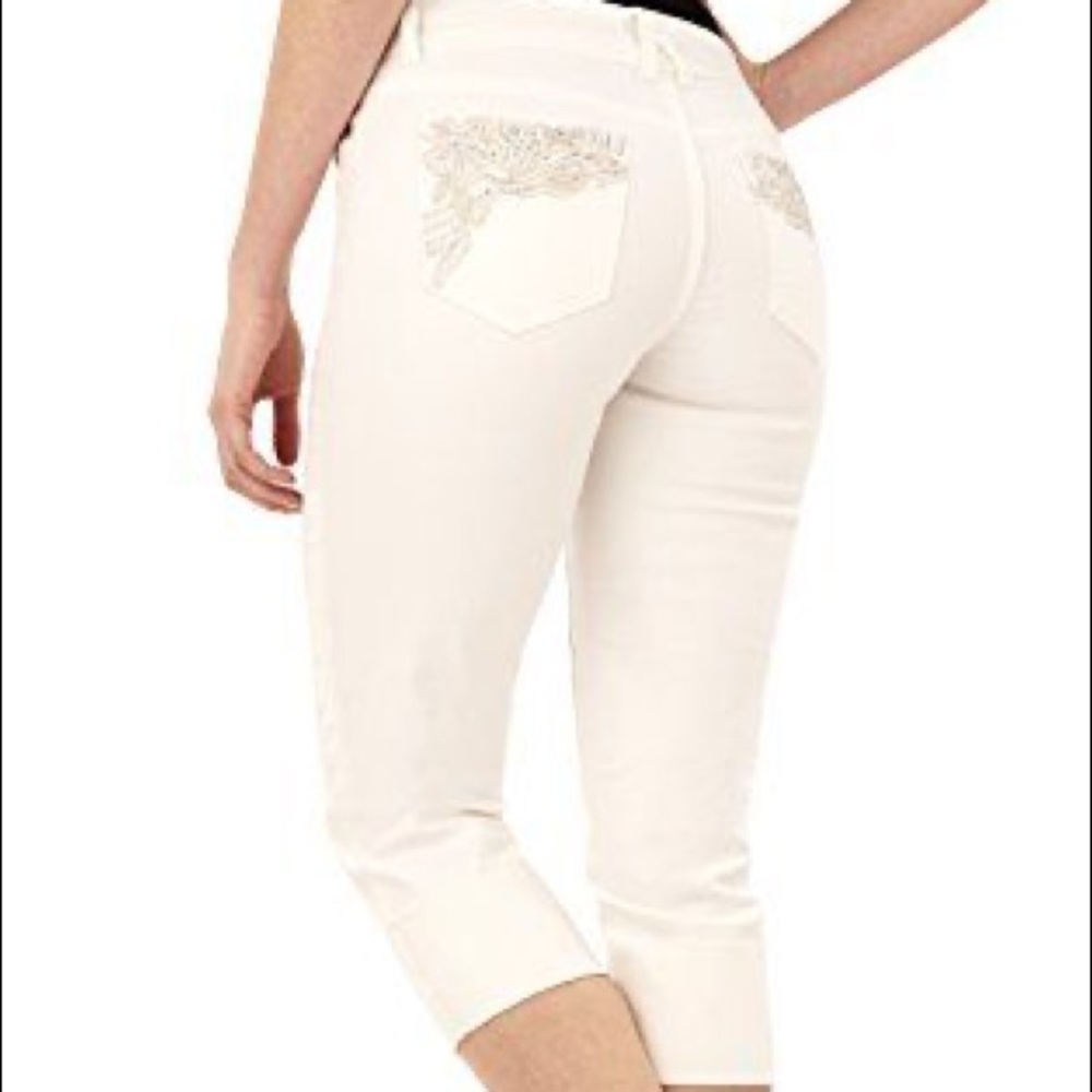 Angel White Curvy Embellished Cropped Jeans